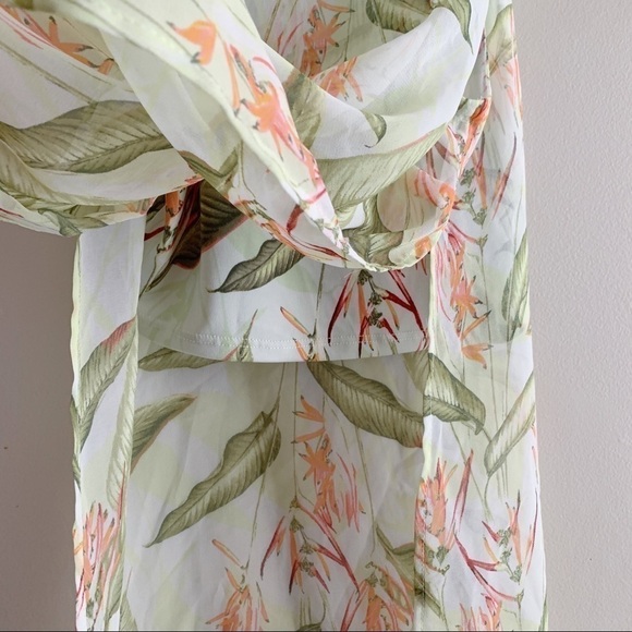 BCBGeneration • Tropical Print Sheer Overlay Top in Green and Orange, Size XS - Picture 10 of 14